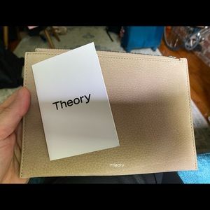 Theory NEW zipper pouch in “soft taupe”